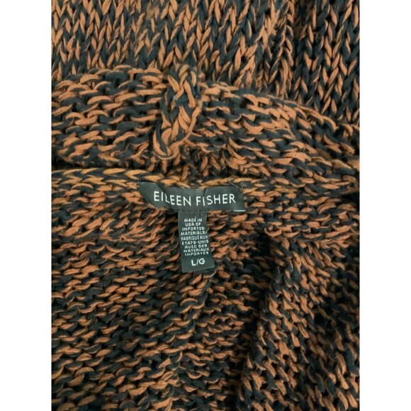 Eileen Fisher Brown & Black Loose Knit Cowl Neck Sweater, Size L - Picture 6 of 6